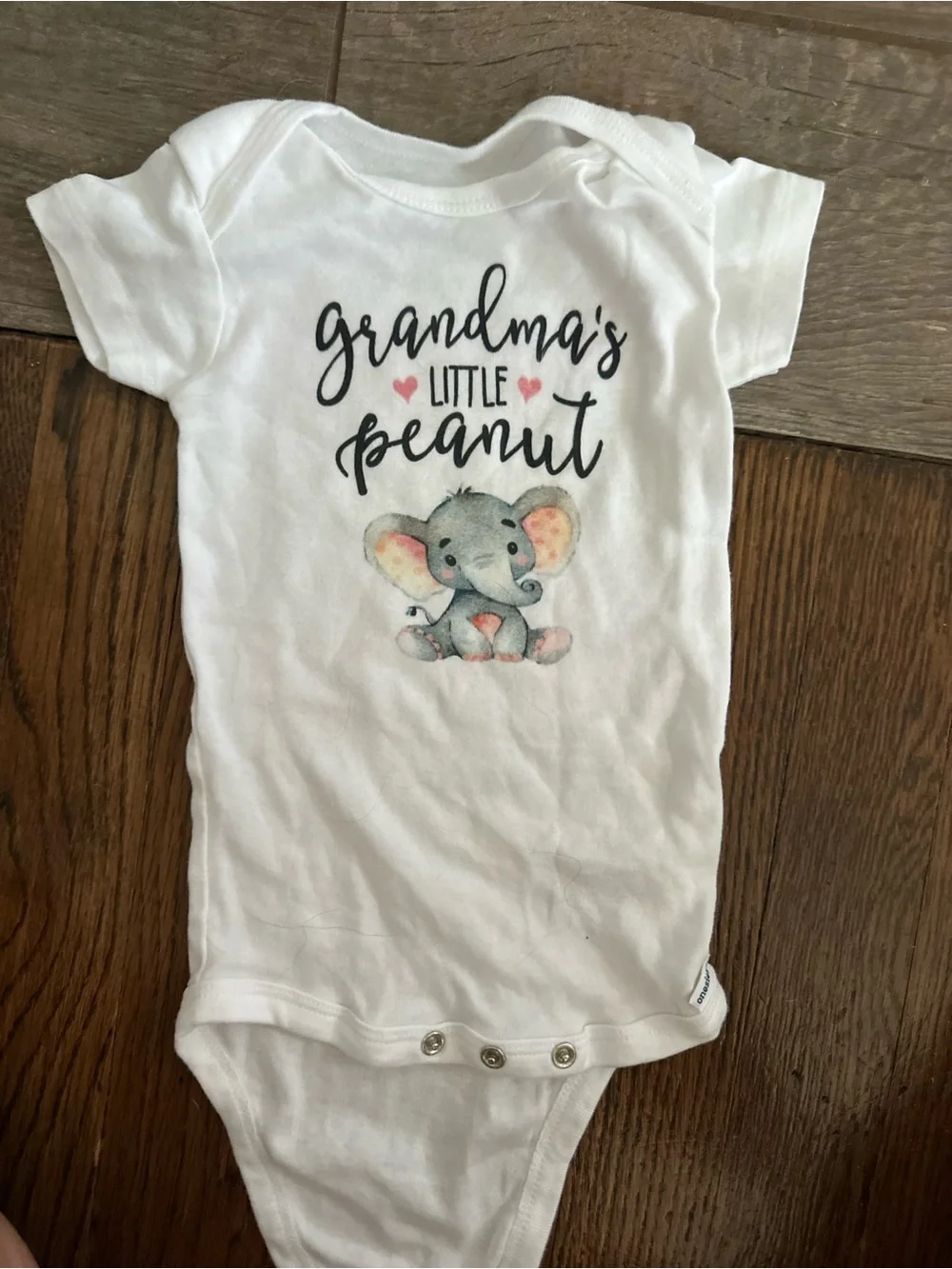 Gerber White Baby One-Piece with Elephant and Heart Print